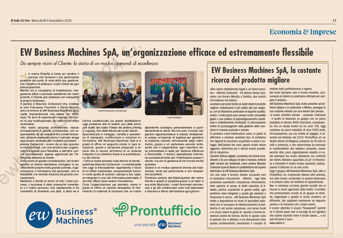 Articolo Il Sole24 Ore 9 settembre 2020